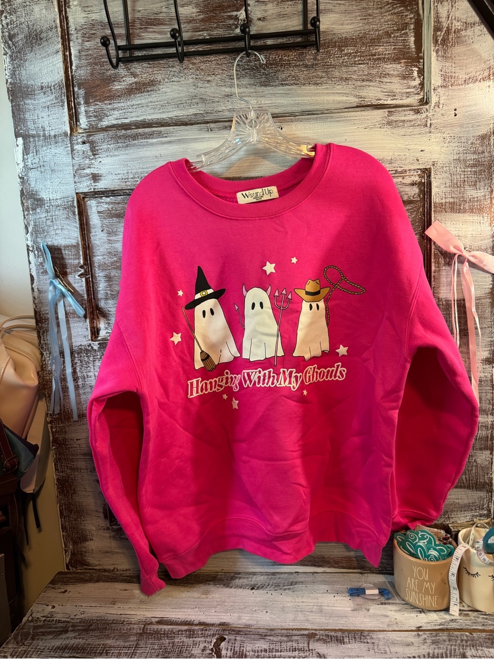 Wound Up Hot Pink "Hanging With My Ghouls" Sweatshirt